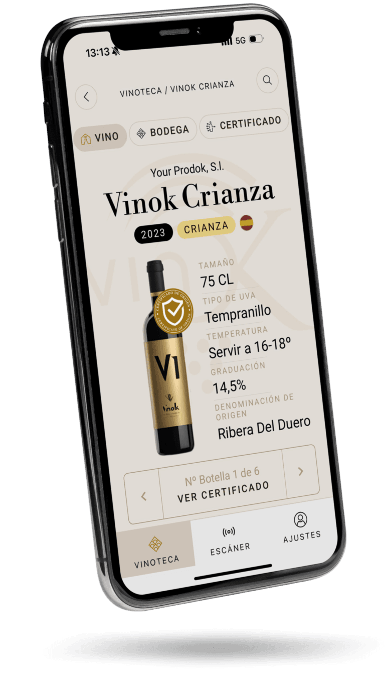 App Vinok en el móvil